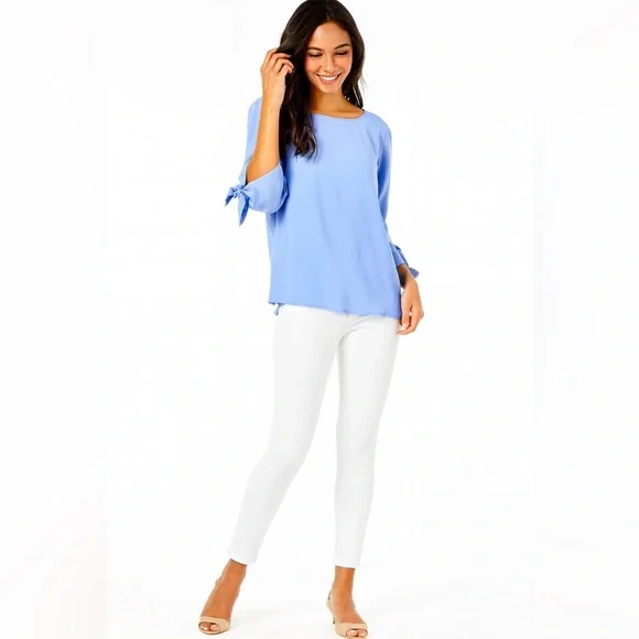 Lilly Pulitzer Langston Long Sleeve Tie Blouse Top - Picture 2 of 7